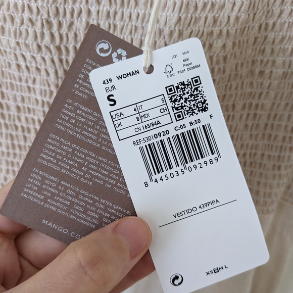 Mango Linen midi beige dress Size S New with tag - Picture 3 of 8